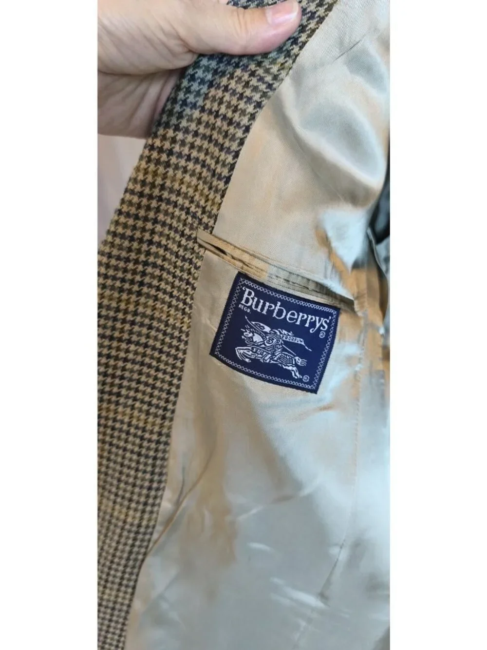 Burberrys Vintage Houndstooth 100% Wool Blazer Sport Coat Made USA No Size